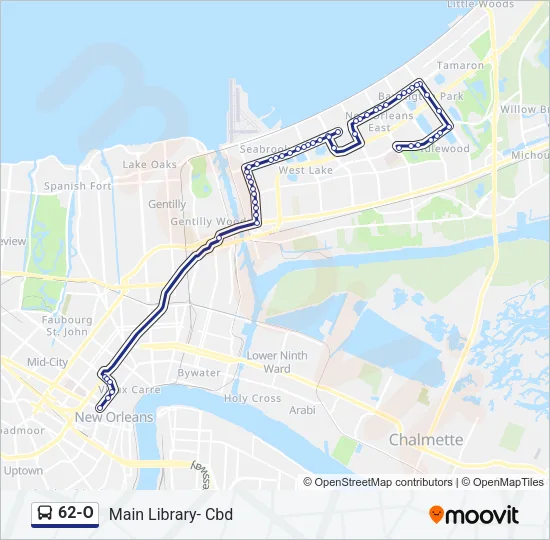 62-O Bus Line Map