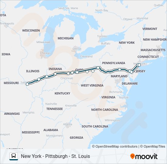 greyhound us0421 Route Schedules, Stops & Maps St Louis Bus Station‎→New York Port Authority