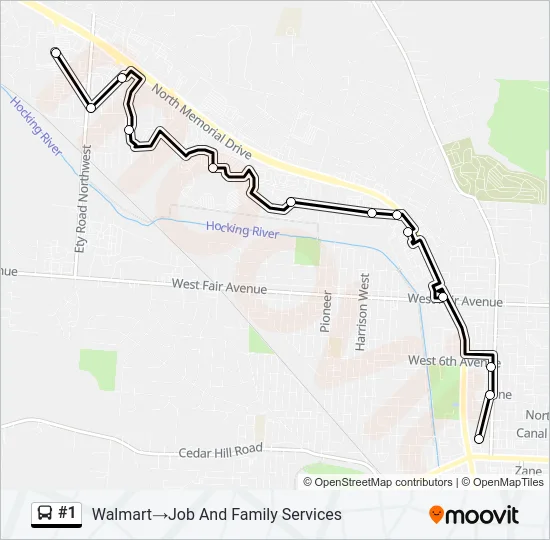 #1 Bus Line Map