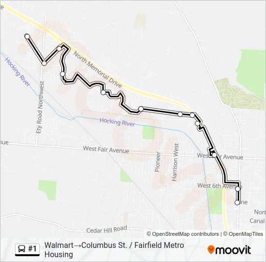 #1 Bus Line Map