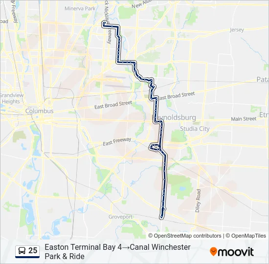 25 Bus Line Map