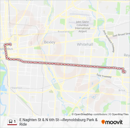 1 Route: Schedules, Stops & Maps - E Naghten St & N 6th St