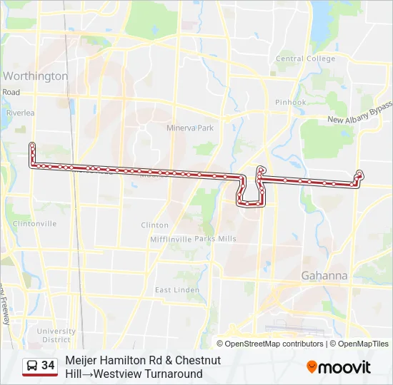 34 Bus Line Map