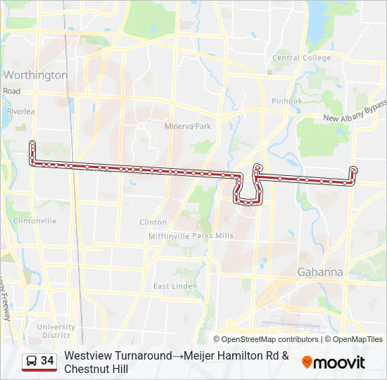 34 Bus Line Map
