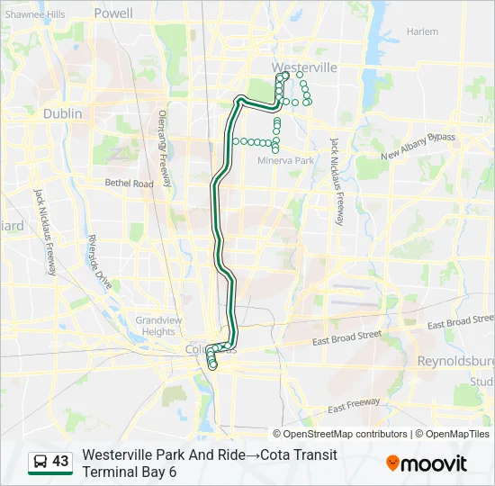 43 Bus Line Map