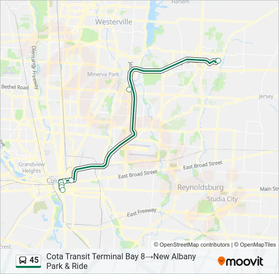 45 Bus Line Map