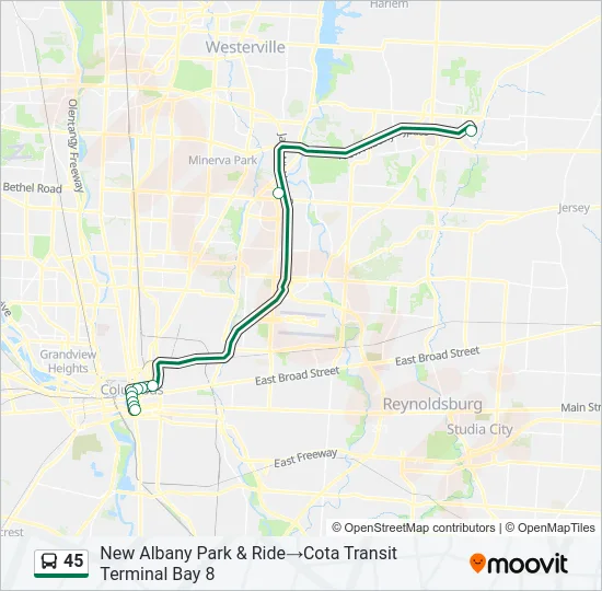 45 Bus Line Map
