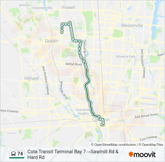 74 Bus Line Map