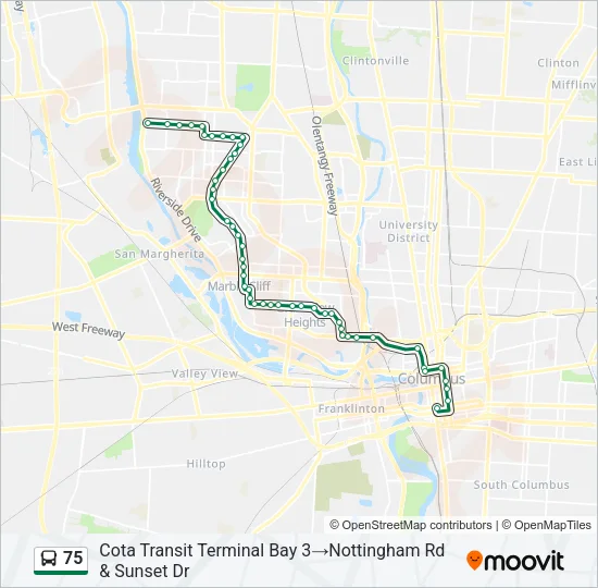 75 Bus Line Map