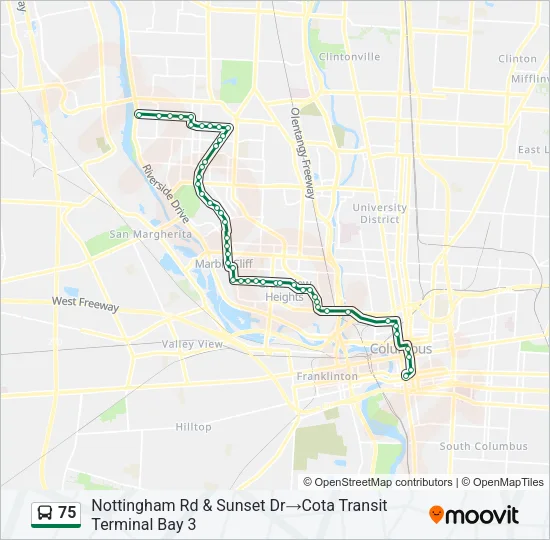 75 Bus Line Map