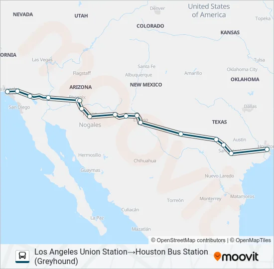 GREYHOUND US1001 Bus Line Map