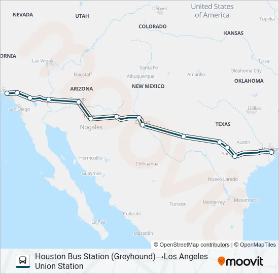 GREYHOUND US1001 Bus Line Map