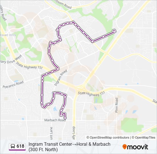 Mapa de 618 de autobús