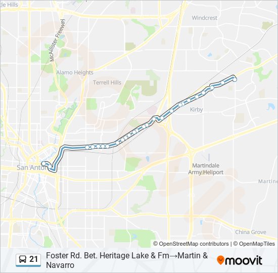 21 bus Line Map