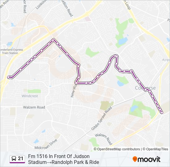 21 bus Line Map