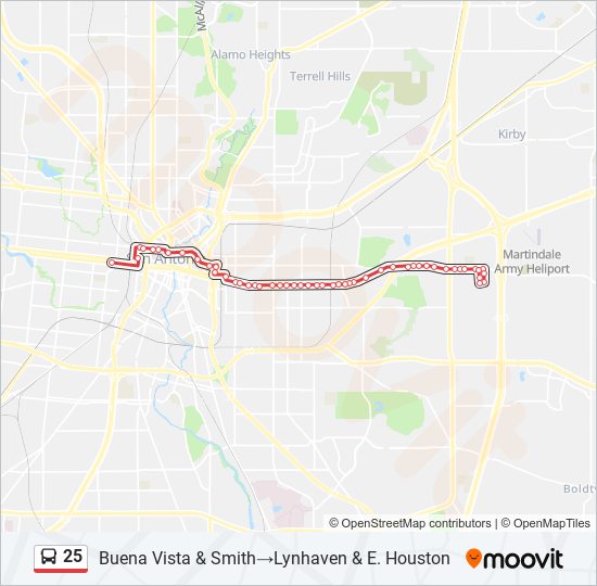 25 bus Line Map