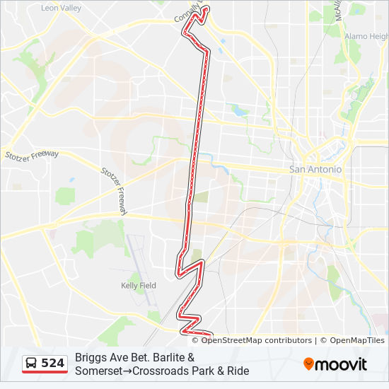 Palo Alto College Map 524 Route: Schedules, Stops & Maps - Palo Alto College‎→Crossroads Park &  Ride (Updated)