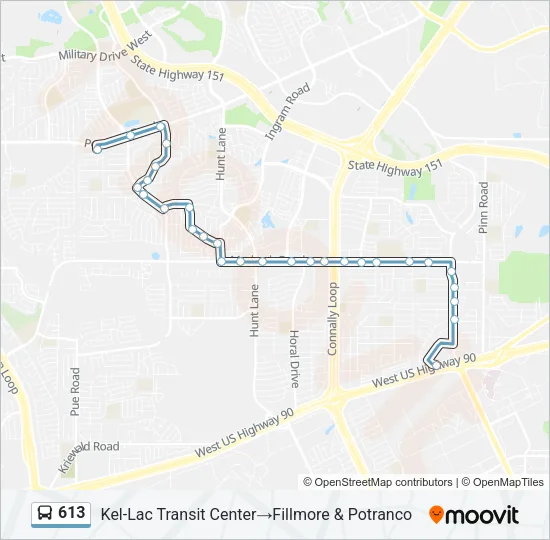 613 Bus Line Map