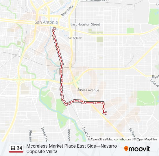 34 bus Line Map