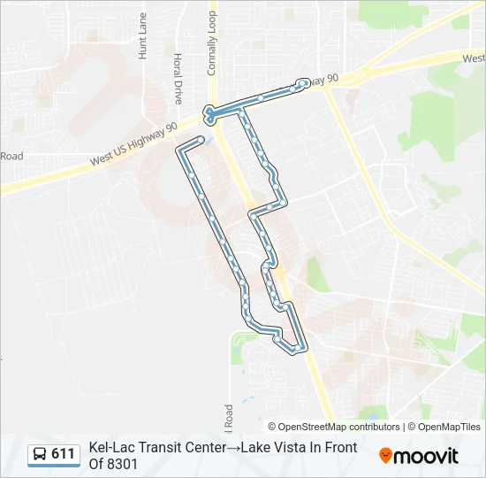 611 Bus Line Map