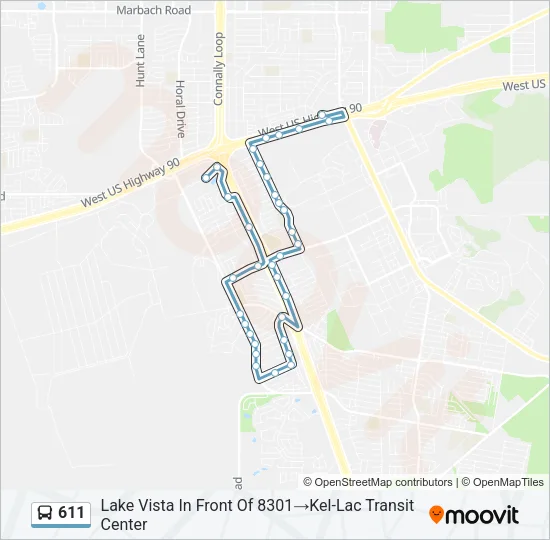 611 Bus Line Map