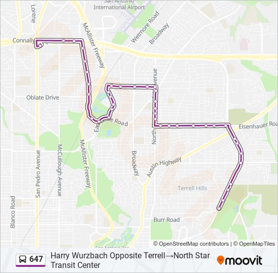 647 bus Line Map