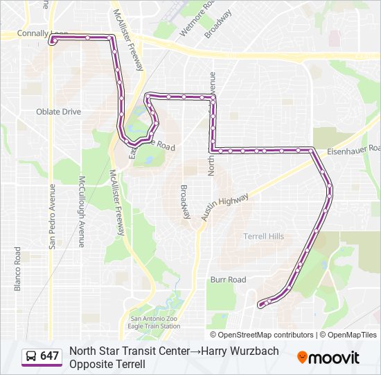 Mapa de 647 de autobús