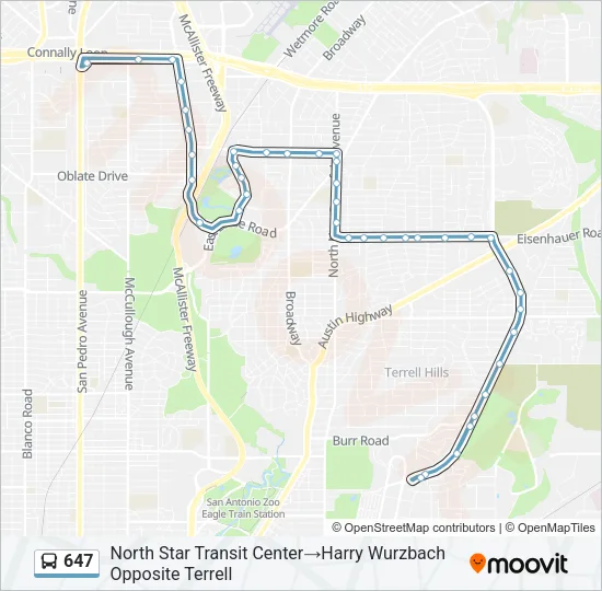 647 Bus Line Map