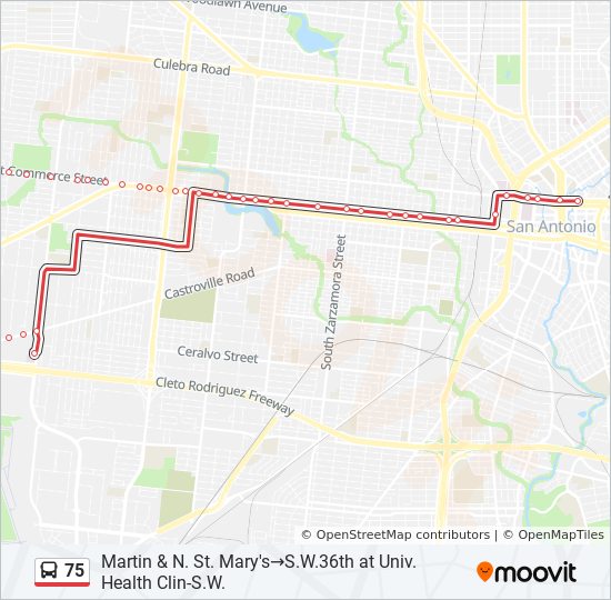 75 Route Schedules Stops Maps Martin N St Mary S S W 36th At Univ Health Clin S W