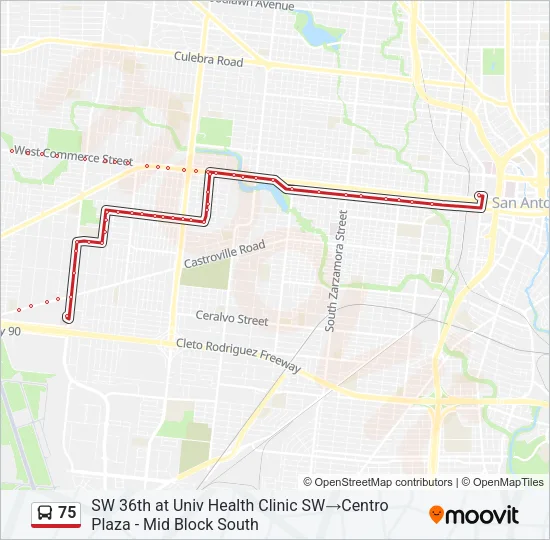 75 Bus Line Map