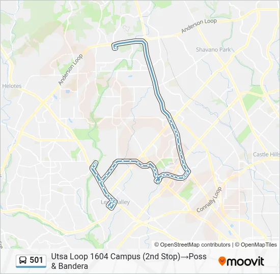 Utsa Bus Map 501 Route: Schedules, Stops & Maps - Utsa Loop 1604 Campus (2nd Stop)‎→ ...