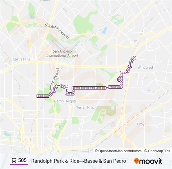 Mapa de 505 de autobús