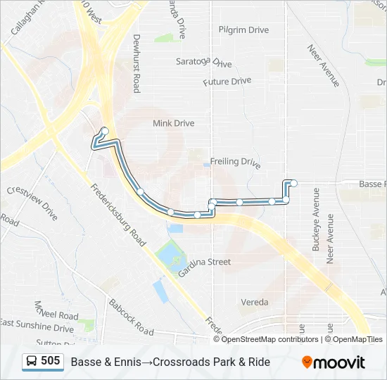 505 Bus Line Map