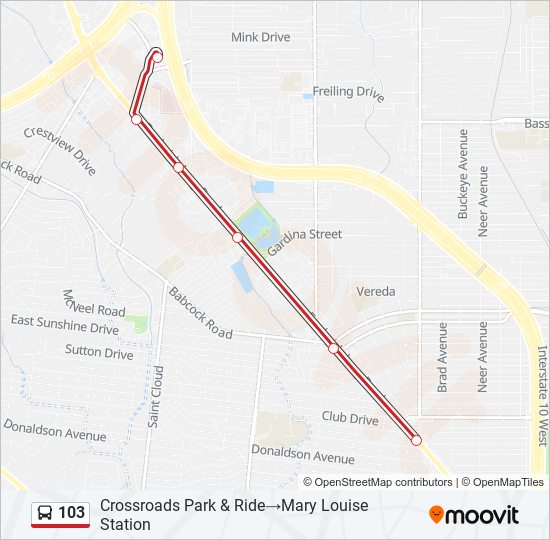Mapa de 103 de autobús