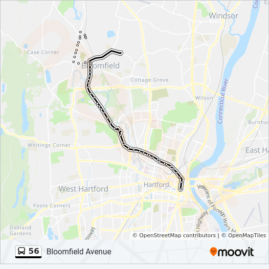 metriek pint Karakteriseren 56 Route: Schedules, Stops & Maps - 56 - Bloomfield Av-Downtown Hartford  (Updated)
