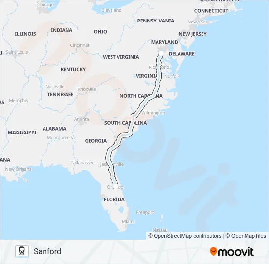 AUTO TRAIN Train Line Map