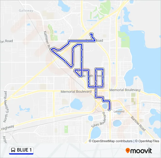 BLUE 1 Bus Line Map