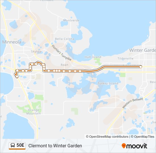 Route 50 Florida Map 50E Route: Schedules, Stops & Maps - Winter Garden (Updated)