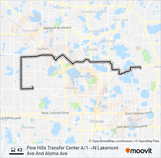43 Bus Line Map