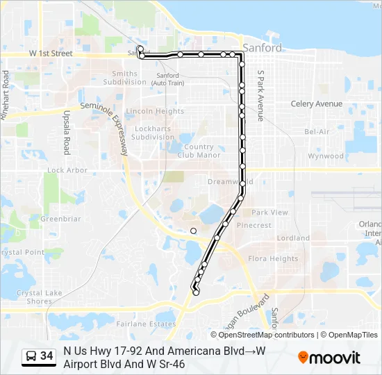 34 Bus Line Map