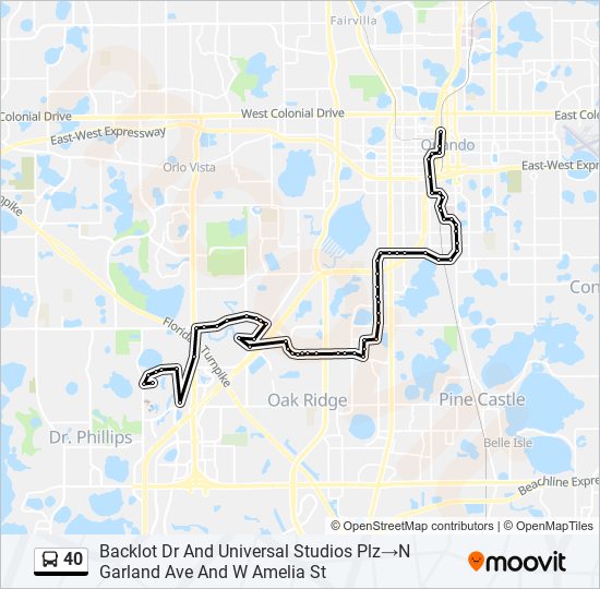 Ruta 40: horarios, paradas y mapas - Backlot Dr And Universal Studios  Plz‎→N Garland Ave And W Amelia St (Actualizado)