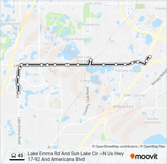 45 Bus Line Map
