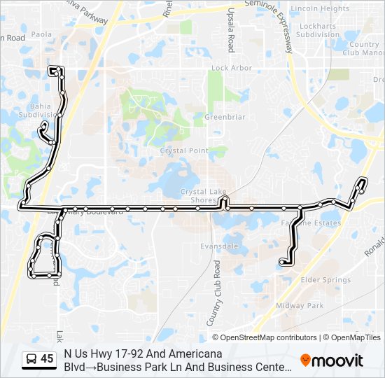 45 bus Line Map