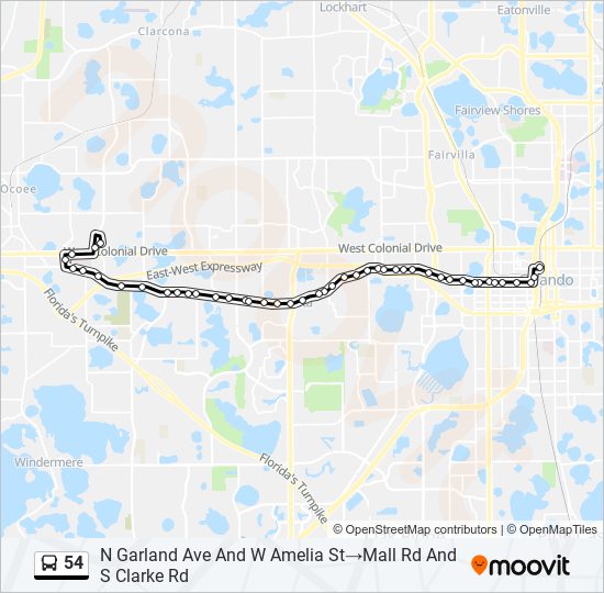 54 bus Line Map