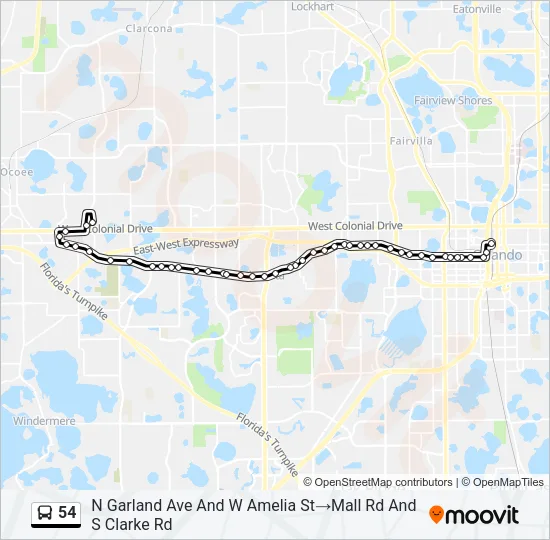 54 Bus Line Map