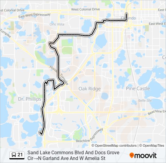 Ruta 21: horarios, paradas y mapas - Sand Lake Commons Blvd And Docs Grove  Cir‎→N Garland Ave And W Amelia St (Actualizado)