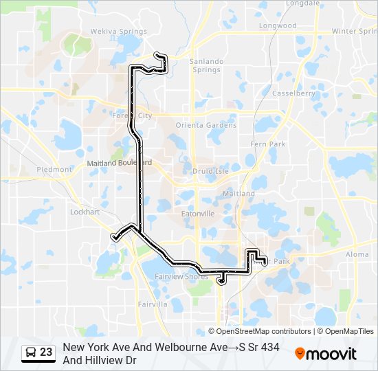 23 bus Line Map