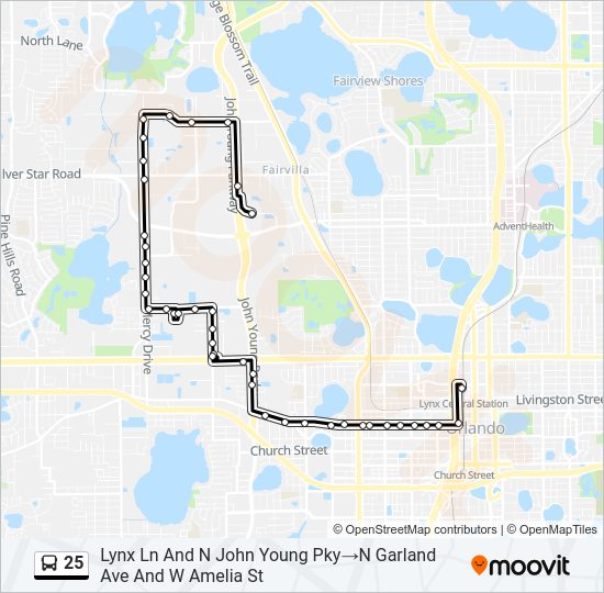 Lynx Routes And Schedules 25 Route: Schedules, Stops & Maps - Lynx Ln And N John Young Pky‎→N Garland  Ave And W Amelia St (Updated)