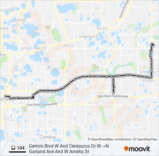 104 bus Line Map