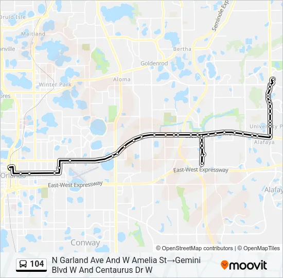 104 Bus Line Map